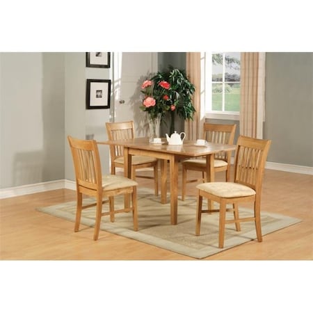 East West Furniture East West Furniture NOFK3-OAK-C Norfolk 3PC Set with rectangular table featured 12 in Butterfly Leaf and 2 Upholstered seat chairs NOFK3-OAK-C